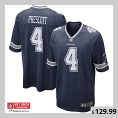 Prove you are the #1 fan of the Dallas Cowboys with this Dak Prescott Game team jersey from Nike! It features bold graphics and a tailored design that makes it easy to get the look of a tried and true Dallas Cowboys fan. You'll love paying homage to your favorite NFL squad in this top-notch jersey! Dallas Cowboys Game, Dallas Cowboys Jersey, Cowboy Games, Dallas Cowboys Fans, Dak Prescott, Team Jersey, Tailored Design, Tried And True, Dallas Cowboys