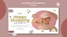 Facebook Ad Template, Mode Design, Facebook Ad, Type Setting, Banner Design, Banners, Happy Shopping, Kids Shop