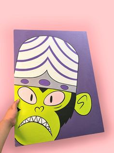 This illustration of Mojo Jojo from Powerpuff Girls y is hand-painted on a 24"X18" diameter stretched canvas using high-quality acrylic paints. To ensure durability and longevity, the painting is finished with a premium varnish, making it waterproof, dustproof, and resistant to fading.  The vibrant and eye-catching colours will brighten any space, and each detail is rendered with precision. The photographs provided are unaltered, accurately representing the true state, colours, and dimensions of Mojo Jojo Painting, Frankenstein Canvas Painting, Aesthetic Painting Ideas Cartoons, Easy Cartoon Paintings, Cool Cartoon Paintings, Character Paintings On Canvas, Painting Ideas On Canvas Cartoon Characters, Cartoon Paintings Easy, Cartoon Paintings