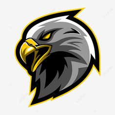 an eagle head with yellow and black colors on it's face, logo, emblem, bird png and psd