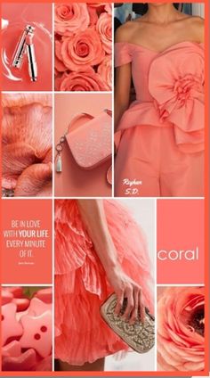 a collage with pink and orange colors