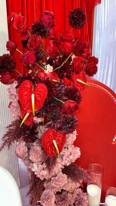 Pink and red florals cascading down a red light up love heart Party Expert, Party Hire, Party Planners, Wedding Hire, Throw A Party, Event Services, Big Party, Party Venues, Personalized Party