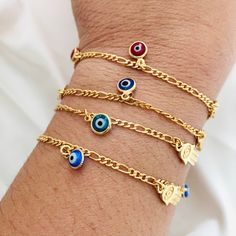 Hamsa Evil Eye Bracelet, Evil Eye Bracelet, Hamsa Bracelet, Gold Charm Bracelet, Evil Eye Bracelet Women, Figaro Chain Bracelet by HouseGoldJewelry on Etsy Gold Bohemian Evil Eye Bangle Bracelet, Adjustable Gold Evil Eye Bracelet With Charms, Gold Spiritual Evil Eye Bracelet With Adjustable Chain, Gold Evil Eye Bracelet With Charms For Gift, Gold Evil Eye Bracelet With Charms As Gift, Gold Spiritual Evil Eye Bracelet Gift, Adjustable Gold Charm Bracelet With Evil Eye, Gold Evil Eye Bracelet - Gift, Gold Bohemian Bracelet With Evil Eye