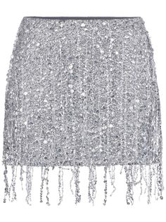 silver-tone concealed side zip fastening embroidered design sequin detailing low-rise straight hem thigh-length Sequin Mini Skirt, Sequin Mini Skirts, Metallic Bag, Sweater Dress Women, Dolce E Gabbana, Sequin Mini, Trench Coats Women, Straight Skirt, Tracksuit Women