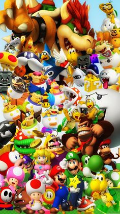 the super mario bros wallpaper has many different characters