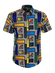 The short sleeve ankara shirt collar features on trend bold colors. The shirt is perfect for looking stylish during the summer, occasions or smart-casual days at the office. Features: - 100% Cotton - High quality ankara wax print fabric - Comfortable on skin - Excellent colour fastness Care Instructions: Hand wash or Machine wash cold. Use mild detergent. Do not bleach. Hang to dry. Press with cool iron. You can start a conversation with us for any enquires. Shop more at www.kuducu.com for disco African Print Shirts For Men, Ankara Shirts For Men, African Print Shirts, Print Shirts For Men, Ankara Shirt, Grandad Collar Shirt, African Print Shirt, African Shirts For Men, Printed Shirts Men