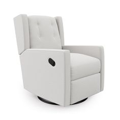 a white recliner chair sitting on top of a white floor