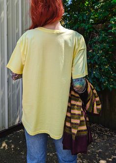 Takin' it back to 1993 with this killer Nirvana In Utero tee! Yellow Mist colorway. Super soft with a look and feel like you picked it up from the merch table in '93. This tee is Daydreamer's signature Merch tee style: intentionally oversized and meant to fit like that perfect vintage find with a perfect drape. Also available in a vintage black colorway. Features: Made from a 100% cotton fabric, feels like a luxury tour shirt with the perfect drape Roomy, oversized fit with open neck Single stit Nirvana In Utero, Merch Tee, In Utero, Open Neck, All Black Everything, Skirt Jumpsuit, Tour Shirt, Girl Bands, Nirvana