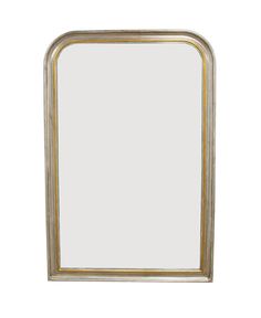 a gold framed mirror on a white background with clippings to the bottom right