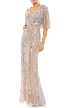 Mother Of The Bride Dresses Long Spring, Adriana Papell Dresses, Quinceanera Mom Dress, Mom Dress For Wedding, Party Long Dresses For Women, Formal Gowns With Sleeves, Party Gowns Elegant, Dinner Attire, Wedding Entourage