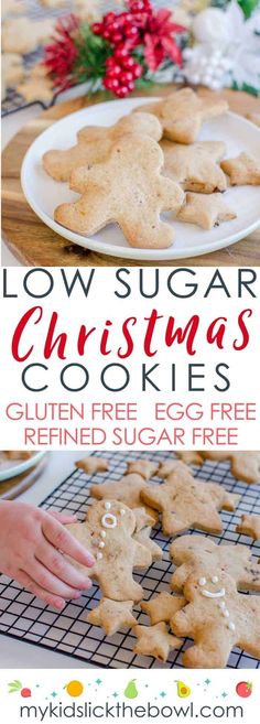 low sugar christmas cookies with text overlay