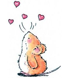 a drawing of a hamster with hearts coming out of it's back end