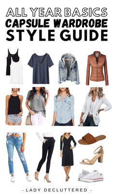 All Year Basics, All Year Capsule Wardrobe, Simple Outfit Ideas For School, Outfit Ideas For School Casual, Basics Capsule Wardrobe, Capsule Wardrobe Style, Basics Capsule, Lady Decluttered, Capsule Wardrobe Minimalist