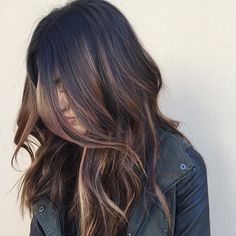 Black Hair With Brown Balayage Highlights Light Brown Balayage, Highlights For Dark Brown Hair, Chocolate Brown Hair Color, Chocolate Hair, Chocolate Brown Hair, Dark Hair With Highlights, Hair Colours