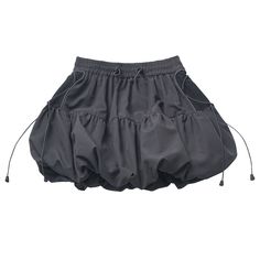 Elevate your wardrobe with our Gray Shirring Elastic Waist Bubble Skirt. This chic and versatile skirt features a flattering shirring elastic waistband that ensures a comfortable and snug fit. The bubble silhouette adds a playful and youthful touch, making it a perfect choice for both casual outings and dressier occasions. The soft gray hue is easy to pair with a variety of tops and accessories, allowing you to create endless stylish looks. Crafted from high-quality materials, this skirt promise Sporty Skirt, Puff Skirt, Denim Bubble Skirt, Bubble Skirt Pattern, Bubble Skirts, Bubble Skirt Aesthetic, Bubble Skirt Street Style, Styling Bubble Skirt, Png Skirt