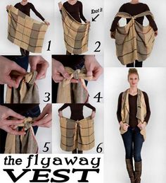 How To Wear A Blanket Scarf, Scarf Vest, Tie A Scarf, شال كروشيه, Tie Scarf