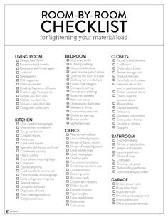 the room - by - room checklist for lighting your material load is shown in black and white