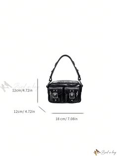 Bird in Bag - 2024 Dual-Pocket Stylish Girls Handbag in Niche Motorcycle Style with Double-Ring Rivet & Functionality Trendy Square Bag With Pockets, Trendy Square Bags With Pockets, School Crossbody Shoulder Bag With Multiple Pockets, School Satchel With Flap, Handheld Satchel With Pockets For Daily Use, Trendy School Bags With Pockets, Square School Bag With Pockets, Square School Bags With Pockets, Square Satchel With Pockets For Travel