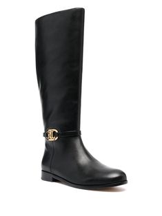 Find RALPH LAUREN Bridgette Knee-length Boots on Editorialist. black calf leather gold-tone hardware logo plaque almond toe side zip fastening knee-length low heel Black Knee Length Boots, Knee Length Boots, Hardware Logo, Low Heels, Knee Boots, Side Zip, Calf Leather, Knee Length, Cool Outfits