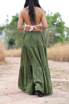 All items are shipped to Thailand Post . Free upgrade to D.H.L Express when you but 2 or more. The USA only. Please leave a phone number with orders . US sizing fits XS - XL please check the sizes in inches in the description. This lovely Boho long skirt is made from 100% cotton soft and very comfortable .The skirt is in three tiers and has a full elastic waist band .Half Lined A great piece to wear with a tight or cropped top . Its is very comfy to wear and easy to care for just wash cold cycle Boho Long Skirt, Long Boho Skirt, Olive Green Skirt, Modest Skirt, Full Length Skirt, Boho Skirt, Modest Skirts, Tiered Maxi Skirt, Formal Skirt