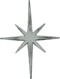 a silver christmas star ornament on a white background