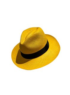 Brand: Gamboa Color: Yellow Material: Toquilla Straw Brim: 4 - 5 cm. (1 1/2" - 2")Grade: 3 - 4 (SubFine)learn more Sweatband: Cotton Twill, 3 cm. (1.18") Crown: 10.37 - 10.87 cm. (4.1" - 4.3") Ribbon: Linen Description: A comfortable hat, handmade in Cuenca, the worldwide famous Panama Hat town in Ecuador. This Panama Fedora hat (Tuis) is a top quality, casual and elegant hat. Each hat is individually blocked and trimmed to meet the highest quality standards. Yellow Wide Brim Straw Hat In Toquilla Straw, Yellow Wide Brim Toquilla Straw Hat, Yellow Straw Hat With Curved Brim, Classic Mini Hat With Short Brim For Beach, Yellow Hats For Kentucky Derby Vacation, Yellow Fedora Sun Hat For Kentucky Derby, Yellow Curved Brim Fedora For Kentucky Derby, Kentucky Derby Yellow Fedora Sun Hat, Classic Yellow Hat With Short Brim