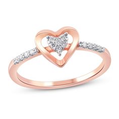 Jared Jewlery, Fine Jewelry Open Heart Diamond Promise Ring, Valentine's Day Diamond Accents Heart Promise Ring, Double Heart Diamond Ring With Accents For Valentine's Day, Open Heart Diamond Accents Promise Ring, Open Heart Diamond Accented Promise Ring, Valentine's Day Rose Gold Heart Ring With Halo Setting, Valentine's Day Double Heart Diamond Ring With Accents, Valentine's Day Open Heart Ring With Diamond Accents