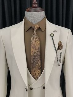 Cream Colour Suit For Men, Cream Suit Men, Beige Suit, Cream Suit, Classy Outfits Men, Beige Suits, Look Formal