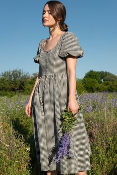 Maeve Dress in Organic Black Gingham – Of Her Own Kind