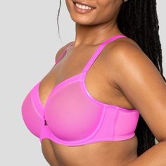 Our sexiest bra to date, this sheer mesh style is an everyday bra with two layers of sheer mesh molded cups. A plunging stretch neckline detail offers perfect contoured coverage. Its a great option for the full-figured woman who likes a natural bust shape. The exceptional fit support you know and love from Curvy Couture, this plus size sheer unlined bra gives you sexy comfort all in one! Sheer see-through unlined cups with two layers of meshSoft lightweight cups and give full coverageEnhances yo Mesh Bra, Unlined Bra, Bra Style, Everyday Bra, Bra Panty, Full Figured, Bra Styles, Bra Cups, Underwire Bra