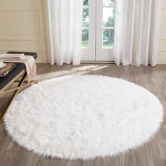 6' x 6' Faux Sheepskin Rug, Fur Carpet, Faux Fur Rug, Plush Area Rugs, Fur Rug, Sheep Skin, Solid Rugs, Sheepskin Rug, White Faux Fur