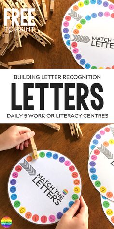 two children's hands are holding up letters to make their own name on the paper plate