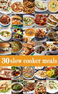 the 30 slow cooker meals are ready to be eaten