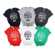 Custom Family Trip 2024 Shirt,Family Vacation Shirt,Personalized Family Cruise Shirts,Family Trip 2024 Sweatshirt,Custom Family Travel Shirt * High quality and super soft, comfortable shirt. Made with top-of-the-line vinyl and pressed with a professional grade heat press. * Please check all color and size charts before place the order. Since all shirts are custom made based on your selection, I don't accept return or exchange unless there is an issue with your order. *We're working with differen Family Matching Tops With Letter Print, Cotton Short Sleeve T-shirt For Family Trip, Cotton Tops With Letter Print For Family Trip, Family Matching Short Sleeve Tops For Family Trip, Family Matching Custom Print Tops For Family Reunion, Family Matching Tops With Custom Print For Family Reunion, Family Matching Graphic Print Shirt For Family Reunion, Short Sleeve Top With Graphic Print For Family Trip, Black Crew Neck Top For Family Outings