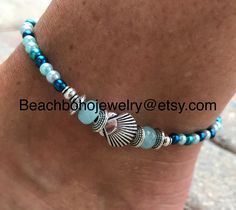 This beautiful seashell ankle bracelet for women is made with teal, Blue, mint, white glass pearls, silver tibetian beads, mint glass beads, and a silver seashell charm. Seashell ankle bracelet comes in several sizes, just choose your size from the drop down menu at checkout. Any ankles you see in my shop can also be made into bracelets as well. Just message me with any requests and I'll be happy to work with you on that special request! Bracelet Diy Beads, Seashell Anklet, Starfish Anklets, Beaded Braclets, Ankle Bracelets Diy, Beaded Ankle Bracelets, Anklets For Women, Beaded Ankle, Sea Jewelry