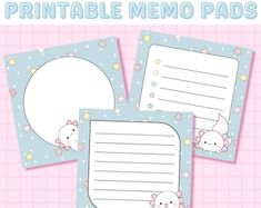 printable memo pads with cute animals on them