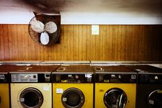 a row of washers sitting next to each other