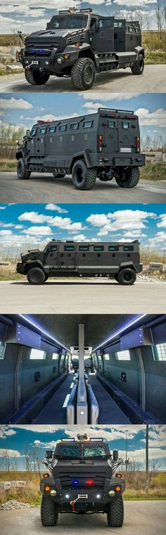 four different views of an armored vehicle