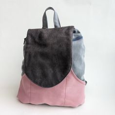 "Pink Gray Canvas Backpack, Vegan Backpack Purse, Everyday Backpack, Small Hippie Rucksack, Durable Fabric Backpack For Women This is a beautiful small canvas backpack purse, vegan, colorful and so adorable! It will be great for hanging out with just the stuff you need! ** SPECIFICATIONS ** Features: + 3 colors/fabrics combination + 3 front slip pockets + one internal pocket which closes with a Velcro snap. + Adjustable shoulders straps to fit any height. + The bag closes with a zipper and top cover with a magnetic snap. + A top carry handle Approximate Dimensions: 14\" height 12\" width 4\" deep 20\" to 35\" Adjustable Strap Weight: ~350 grams ** WASHING INSTRUCTIONS ** Delicate wash with cold water, avoid the spin dryer. If you are not sure please always wash by hands, no wringing out. * Canvas Backpack Purse, Vegan Backpack, Fabric Backpack, Grey Backpacks, Everyday Backpack, Backpack For Women, Purse Backpack, Bags Handmade, Fabric Combinations