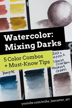 Watercolor Tutorials How To Mix Colors Watercolor Combinations, Learning Watercolor, Watercolor Beginner, Watercolor Mixing, Watercolor Video, Watercolor Tips, Watercolor Lessons, Sketches Tutorial, Art Youtube