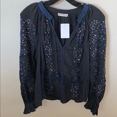 Reposhing This Item I Purchased From @Janeperrin. Loved It, But Ready To Rotate For Something New. Questions? Leave A Comment Below! Blue Embellished Long Sleeve Top, Blue Embellished Tops For Fall, Beaded Shirt, Ulla Johnson, Shirt Color, Something New, Black Blue, Blue Black, Colorful Shirts