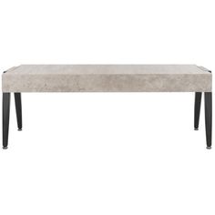 a concrete bench with black legs on a white background