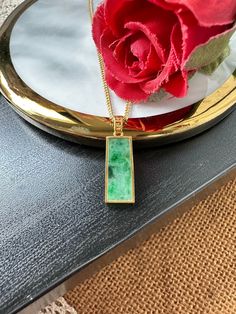 *Kindly leave us your contact number for the shipping company reference please(without this we are unable to create shipping label). *Standard shipping 10 to 12 working days. *Express Shipping 5 to 7 working days(Please add a Express Shipping list USD30 to check out together.) Thank You :) Jadeite Jade Pendant Description Item Code : JP3676 Link to view item video : Jadeite Size : 16.3MM*7MM*2.7MM Weight : grams Colour : Light Green, Apple Green & Bluish Green Transparency : Translucent Design : Luxury Green Rectangular Stone Jewelry, Green Rectangular Necklace For Formal Occasions, Formal Green Rectangular Necklace, Elegant Rectangular Jade Necklace, Formal Rectangular Jade Jewelry, Elegant Green Rectangular Necklace, Elegant Green Rectangular Necklaces, Green Rectangular Emerald Necklace, Rectangular Green Emerald Necklace