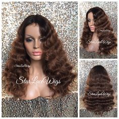 This unit ships in 2-3 business days Type of Hair: Synthetic Hair Texture: Body Wave Hair Length: 23" From crown to bottom Hair Color: Light brown with dark brown roots Cap Style: This is a regular wig (NOT A LACE FRONT) - (cap stretches) Heat Safe: Heat resistant up to 350 degrees :::HEAT SAFE::: Our synthetic and human hair blend wigs are heat safe and can be curled and flat ironed. Please note that it is recommended that the heat settings be low (340 to 350 degrees). Flexi-rods and/or rollers Cheap Wigs For Sale, Brown Body Wave Wig, Honey Blonde Highlights, Cheap Wigs, Long Curly Wig, Wave Wig, Wigs For Sale, Body Wave Wig, Body Wave Hair