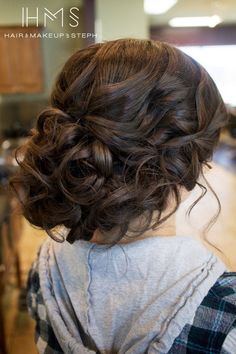 Hair and Make-up by Steph: Behind the Chair X Bridesmaid Hairstyles Curly, Curled Updo Hairstyles, Curl Updo, Wedding Hairstyles Medium Length, Curly Updo, Messy Updo, Homecoming Hairstyles Updos, Bridesmaid Hairstyles