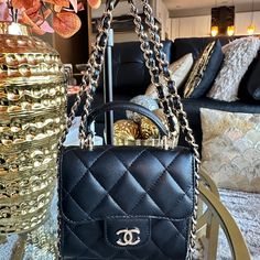 Beautiful Condition! H:11cm X W:11cm X D:4.5cm (H:4.3" X W:4.3" X D:1.8") Handle11cm(4.3") Shoulder118cm(46.5") Included Dustbag/Horogram Sticker Sticker Chanel Mini, Chanel Bags, Chanel Bag, Dust Bag, Chanel, Bag Lady, Shoulder Bag, Chain, Black