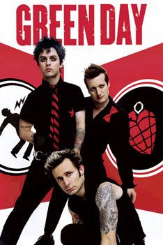 an advertisement for green day featuring the band