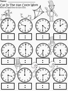 printable worksheet for telling time in the clock workbook with pictures on it