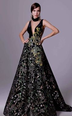 MNM Couture 2707 Dress | NewYorkDress.com Fouad Sarkis, Long Velvet Dress, Glamorous Evening Dresses, Mnm Couture, Couture Evening Dress, Long Gowns, Plastic Dress, Unique Prom Dresses, Velvet Fashion