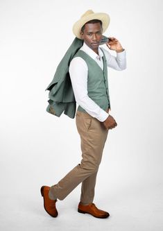 Be the center of attention in this fashionable Jade Green Linen Vest. Made with 100% linen, it's perfect for those warm, breezy summer days while making a bold statement. Unique and stylish, this custom vest is sure to turn heads! Linen Vest, Center Of Attention, Body Posture, Body Proportions, Cotton Chinos, Jade Green, Chinos Pants, Fabric Samples, Body Measurements